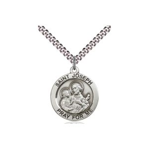 SAINT JOSEPH STERLING SILVER MEDAL With Chain 20"