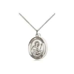 SAINT BENEDICT STERLING SILVER MEDAL With Chain 20"