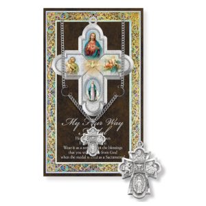 FIRST HOLY COMMUNION FOUR WAY MEDAL With Prayer Card Set #950-689