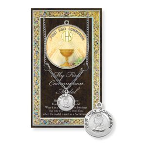 FIRST HOLY COMMUNION MEDAL With Prayer Card Set #950-695