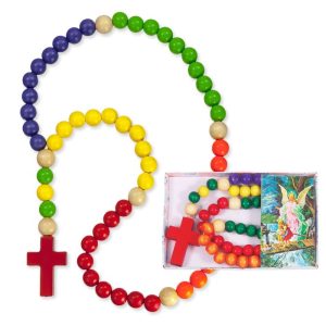 KIDDIE ROSARY Multicolored Wooden Bead - Boxed