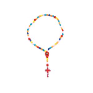 KIDDIE ROSARY With Primary Colors Oval Wooden Bead and Guardian Angel Centerpiece
