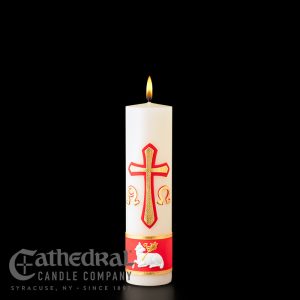 CIRIO CANDLE WITH CROSS, ALPHA AND OMEGA Size 2 x 9