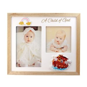 A CHILD OF GOD Double Picture Frame With Noah's Ark Decoration #5980