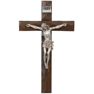 BEVELED WALL CRUCIFIX With Silver Corpus 11-1/2" #20329