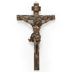 RUSTIC BRONZE FINISH WALL CRUCIFIX 9-1/2" #40110