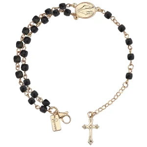 ROSARY BRACELET BEADED GEMSTONE With Cross - Hematite #23467