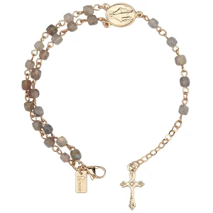 ROSARY BRACELET BEADED GEMSTONE With Cross - Labradorite #23466