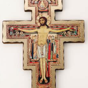 SAN DAMIANO WOODEN WALL CROSS 16" #46-500-17