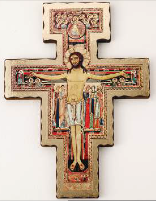 SAN DAMIANO WOODEN WALL CROSS 16" #46-500-17