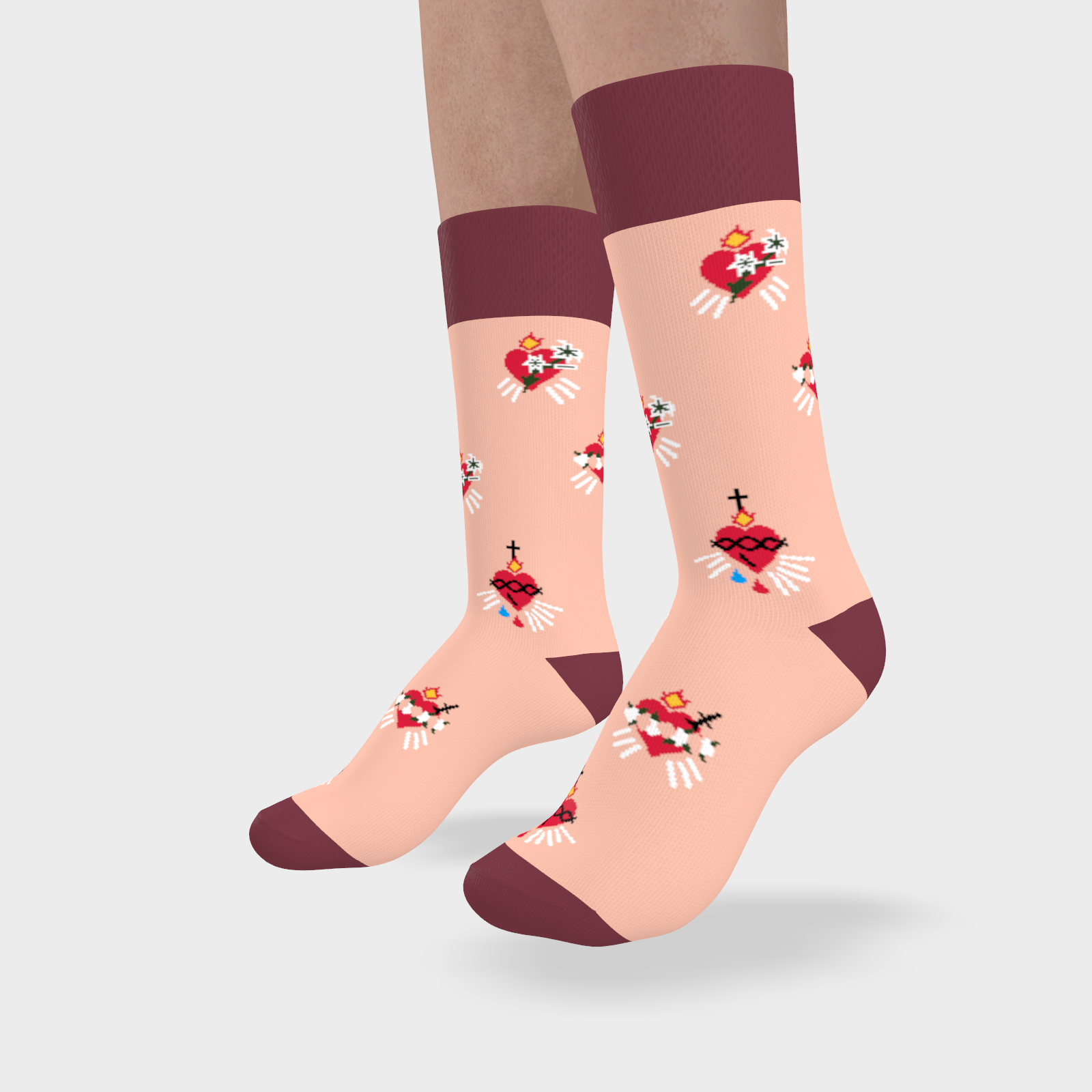 THREE CHASTE HEARTS SOCKS - ADULTS