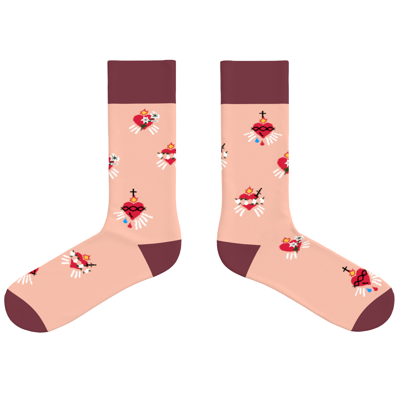 THREE CHASTE HEARTS SOCKS - ADULTS - Image 2