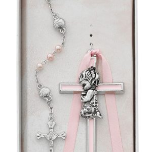 BABY CROSS AND ROSARY SET. GIRL. No. BS51