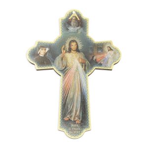 DIVINE MERCY WOODEN WALL CROSS