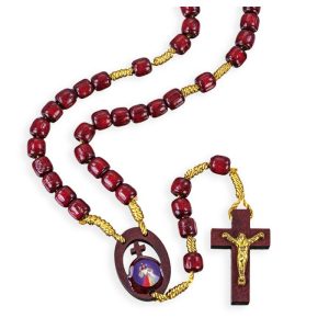 DIVINE MERCY WOOD BEAD ROSARY #101