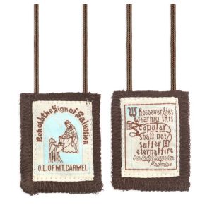 OUR LADY OF MOUNT CARMEL BROWN WOVEN SCAPULAR #1512