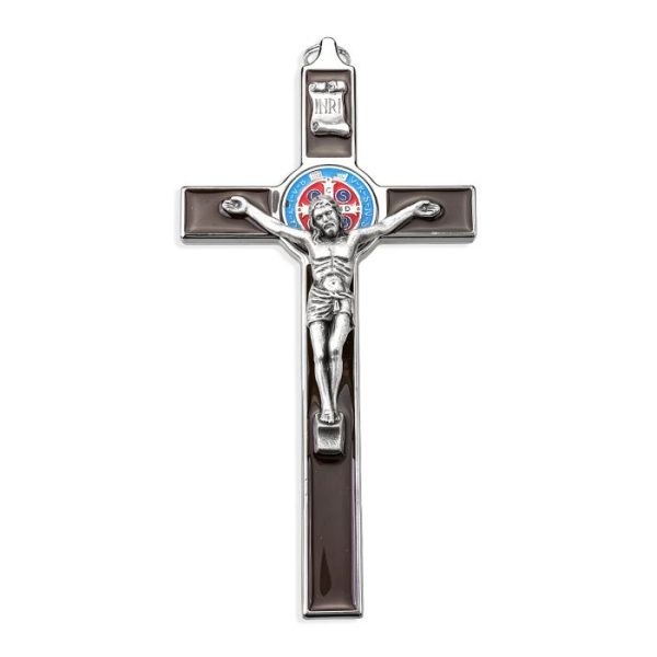 SAINT BENEDICT CRUCIFIX BLUE/RED MEDAL 8" #2162
