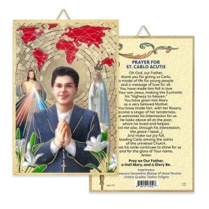 SAINT CARLO ACUTIS MOSAIC PLAQUE WITH PRAYER