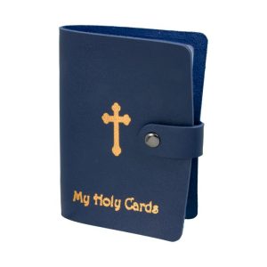 MY HOLY CARDS Leatherette Prayer Card Holder - Blue  #1624BL