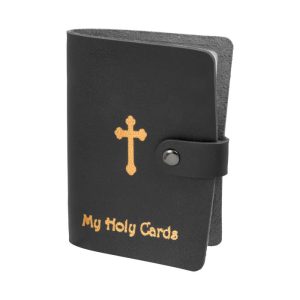 MY HOLY CARDS Leatherette Prayer Card Holder - Black  #1624BK
