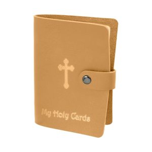MY HOLY CARDS Leatherette Prayer Card Holder - Tan #1624TN