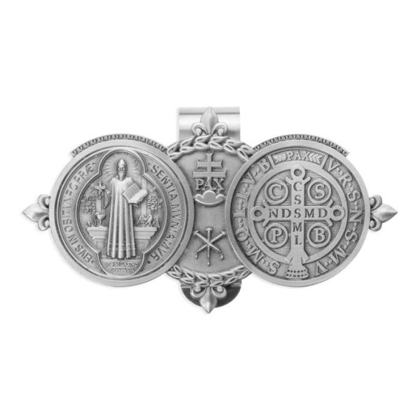 AUTO VISOR CLIP St Benedict Medal  #VP-645