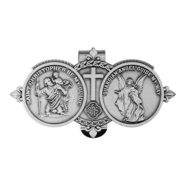 AUTO VISOR CLIP St Christopher and Guardian Angel #VP-350-620