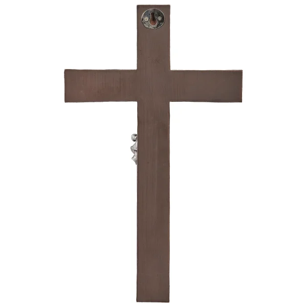 WALL CRUCIFIX WITH SILVER CORPUS - BEVELED WOOD #20303 - Image 2