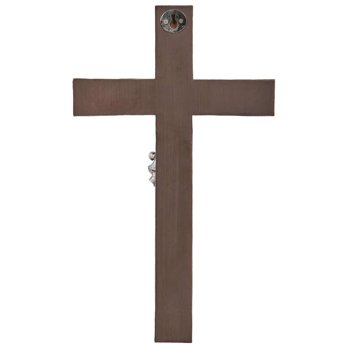 WALL CRUCIFIX WITH SILVER CORPUS - BEVELED WOOD #20303 - Image 2