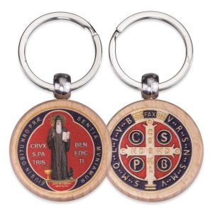 SAINT BENEDICT WOODEN KEYCHAIN #1496-645