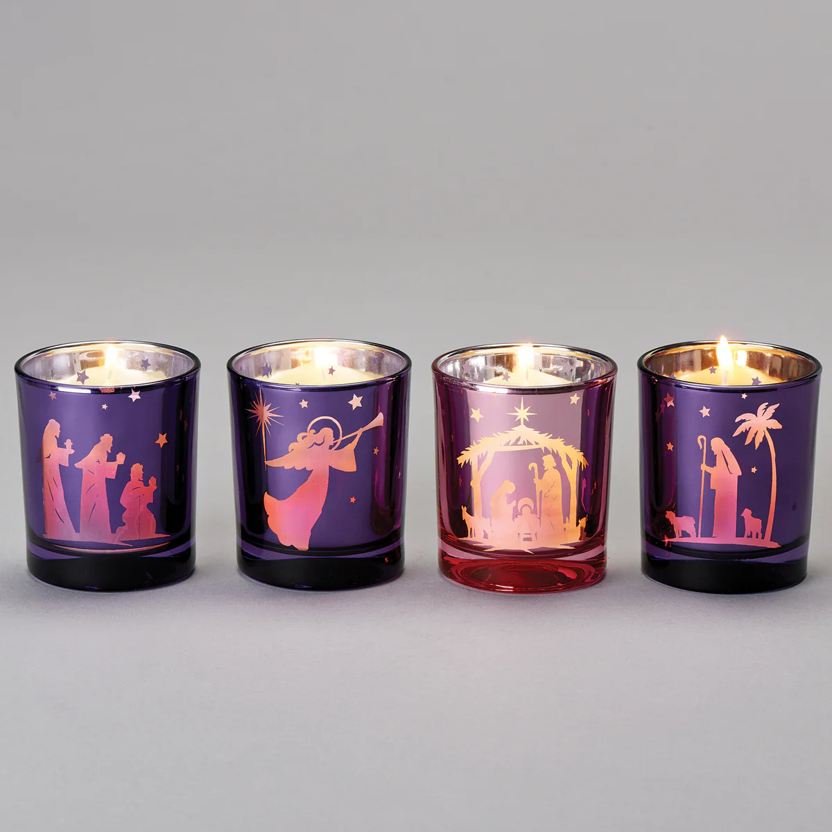 NATIVITY SCENE VOTIVE CANDLE HOLDERS - SET OF 4 #132238