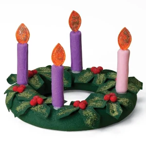 ADVENT WREATH WITH HOOK AND LOOP CANDLES