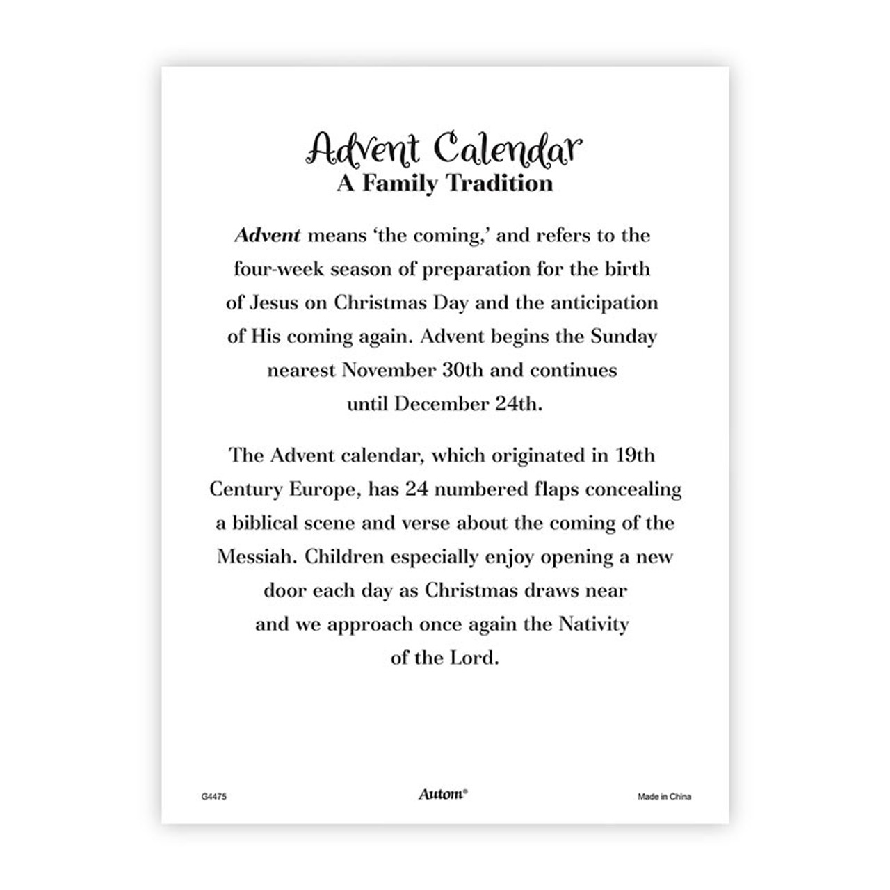 ADVENT CALENDAR Unto Us a Child is Born - Image 2