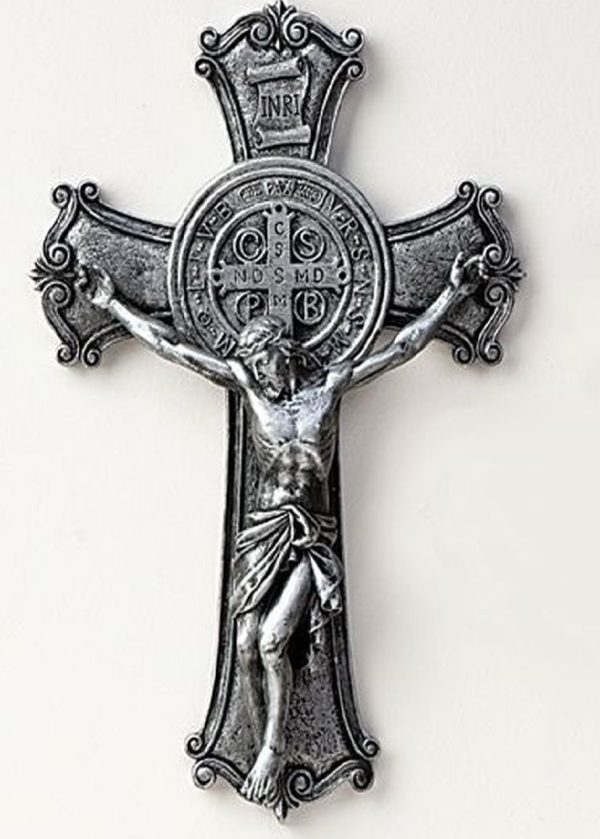 SAINT BENEDICT PEWTER FINISH CRUCIFIX NO. 40737